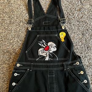 Looney Tunes - Tweety Bird and Sylvester Black Overalls SZ M